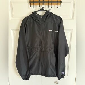 Champion Black Hooded Pullover Windbreaker